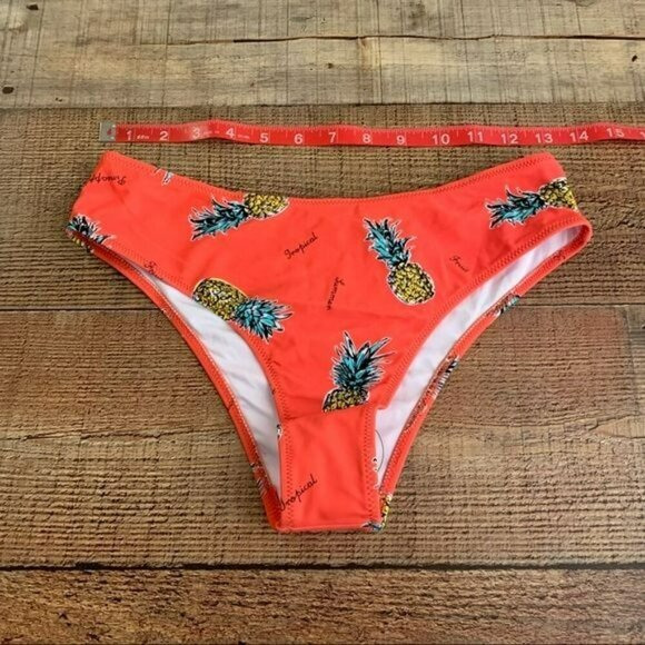 Cupshe womens coral pink pineapple bikini swimsuit bottom - S - Picture 6 of 7